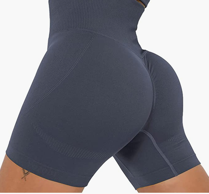 Waist Workout Biker Shorts Ruched Bum Smile Contour