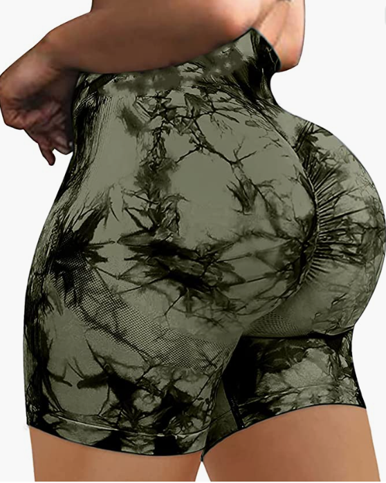 Waist Workout Biker Shorts Ruched Bum Smile Contour