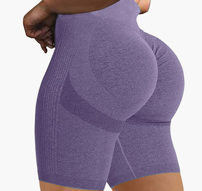 Waist Workout Biker Shorts Ruched Bum Smile Contour