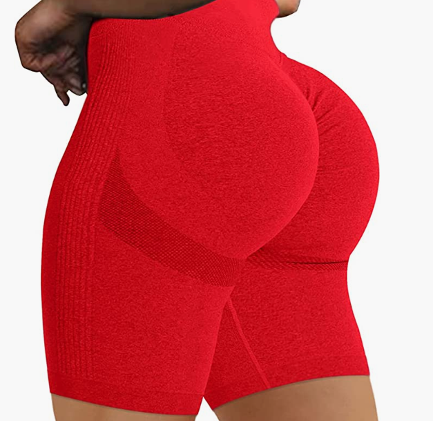 Waist Workout Biker Shorts Ruched Bum Smile Contour