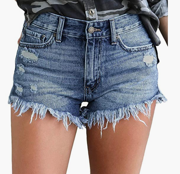Denim Frayed Raw Hem Jeans Shorts for Summer