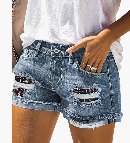 Denim Frayed Raw Hem Jeans Shorts for Summer