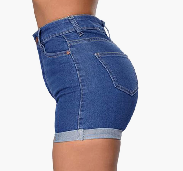 Jean Shorts Foldead Hem Stretch Denim Shorts