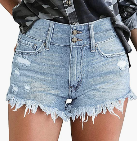 Women's Mid Rise Broken Hole Casual Rolled Hem Ripped Denim Shorts