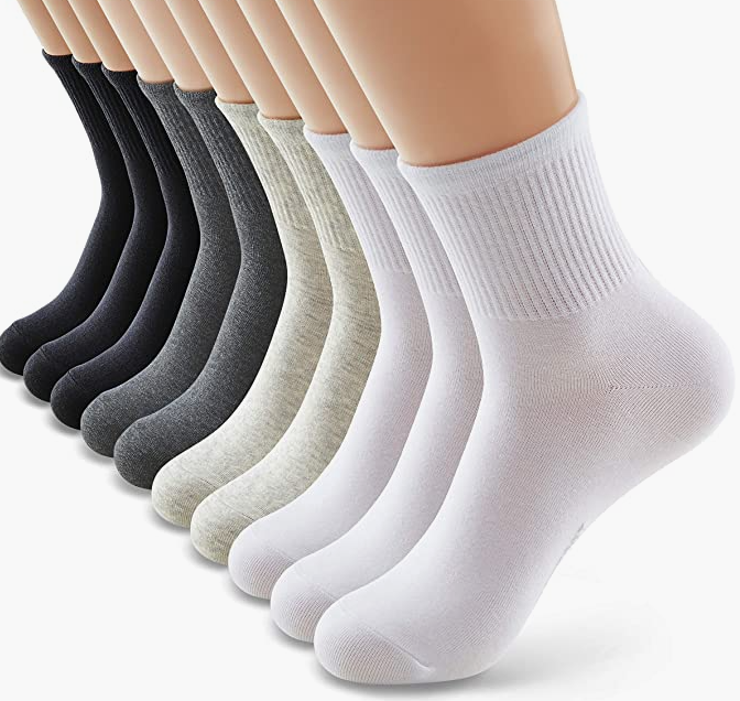 10 Pairs Cotton Solid Quarter Crew Socks