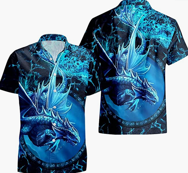 Button Down Shirts Short Sleeve Shirt Dragon Tattoo Hawaii Shirt