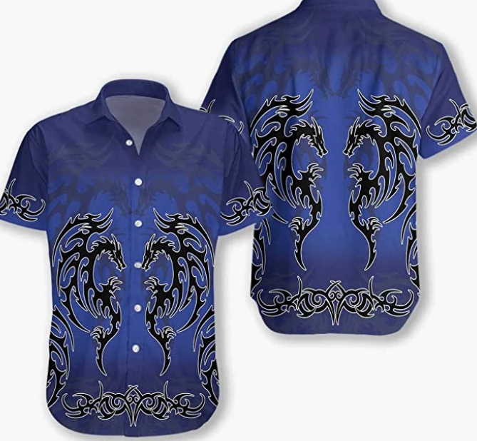 Button Down Shirts Short Sleeve Shirt Dragon Tattoo Hawaii Shirt