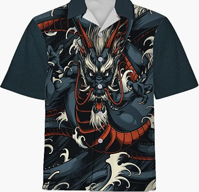 Button Down Shirts Short Sleeve Shirt Dragon Tattoo Hawaii Shirt