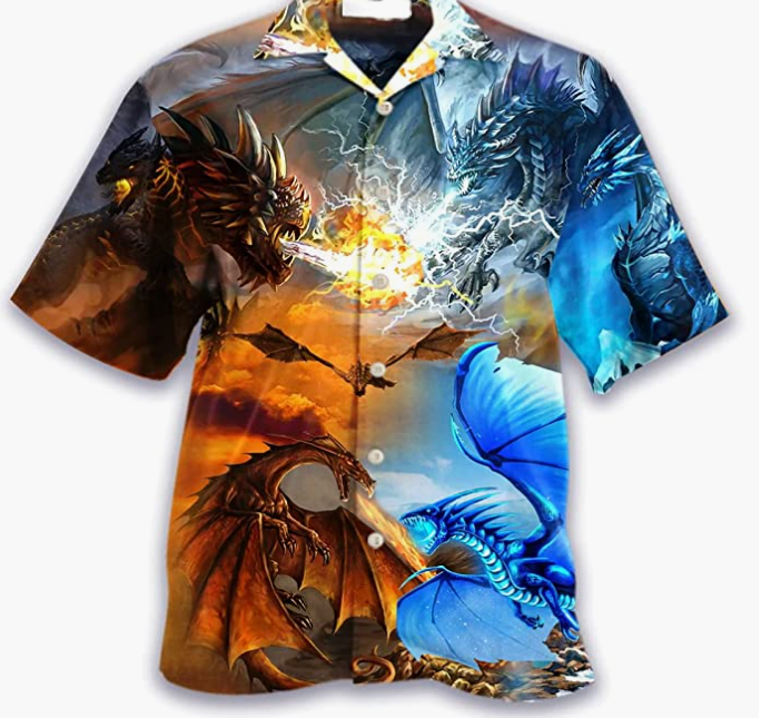 Button Down Shirts Short Sleeve Shirt Dragon Tattoo Hawaii Shirt