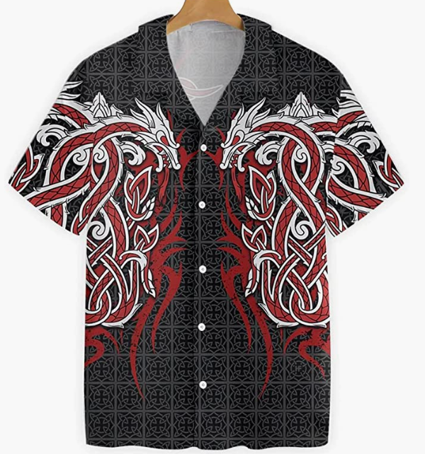Button Down Shirts Short Sleeve Shirt Dragon Tattoo Hawaii Shirt