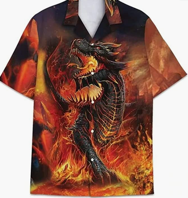 Button Down Shirts Short Sleeve Shirt Dragon Tattoo Hawaii Shirt