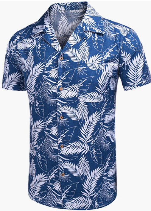 Men's Hawaiian Floral Shirts Cotton Linen Button Down