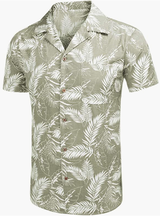 Men's Hawaiian Floral Shirts Cotton Linen Button Down