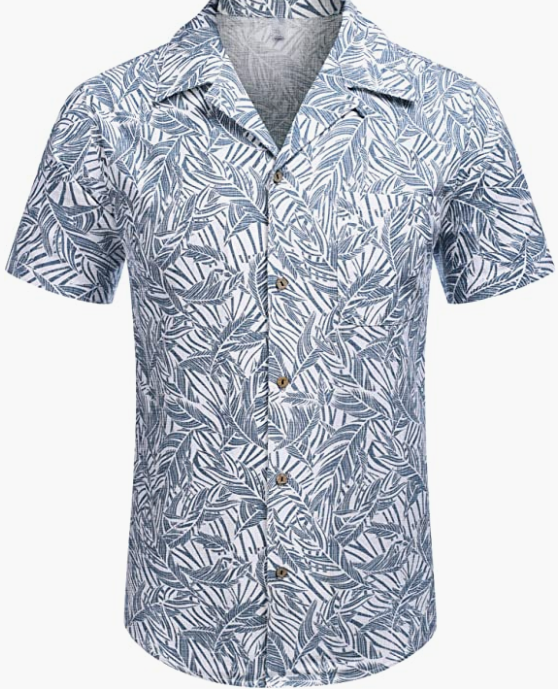 Men's Hawaiian Floral Shirts Cotton Linen Button Down