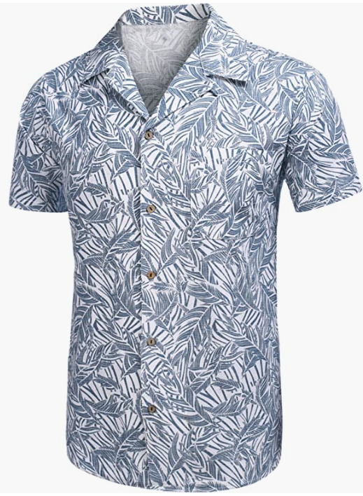 Men's Hawaiian Floral Shirts Cotton Linen Button Down
