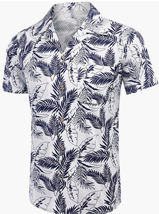 Men's Hawaiian Floral Shirts Cotton Linen Button Down