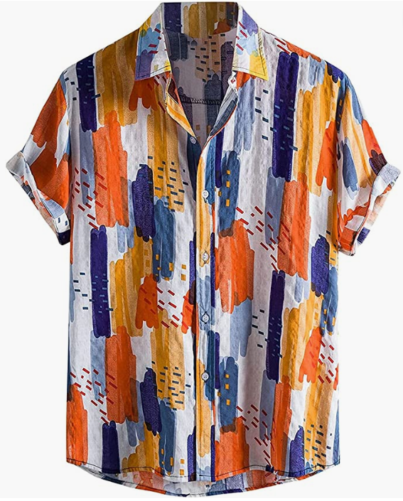 Mens Hawaiian Shirts Casual Short Sleeve Button Down