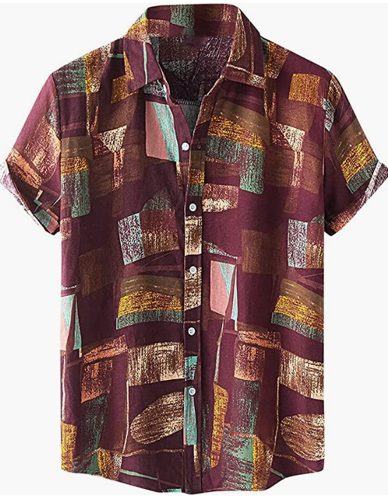 Mens Hawaiian Shirts Casual Short Sleeve Button Down