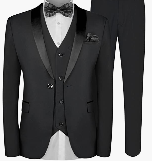 Men's Slim Fit 3 Piece Suit One Button Solid Jacket Vest