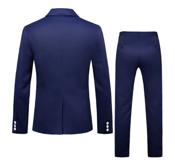 Men Single Button Blazer & Tailored Pants
