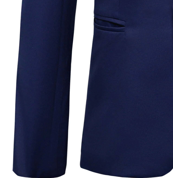 Men Single Button Blazer & Tailored Pants