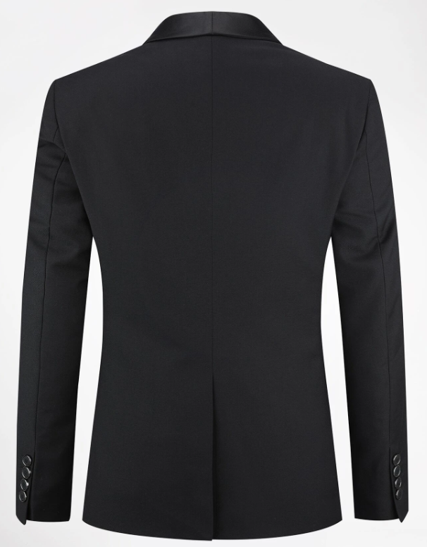 Men Flap Detail Blazer & Vest & Pants Suit Set