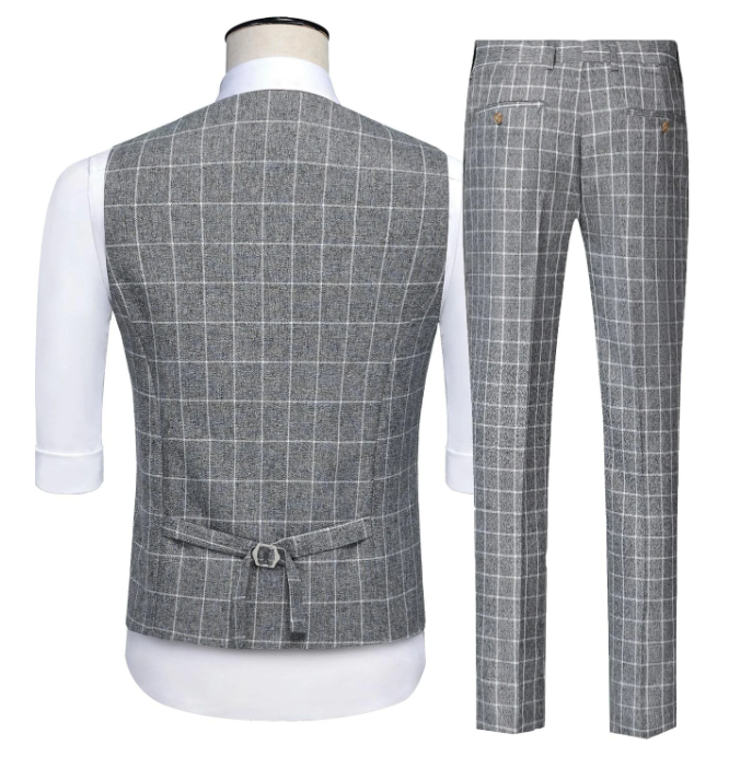 Men  Plaid Waistcoat & Suit Pants