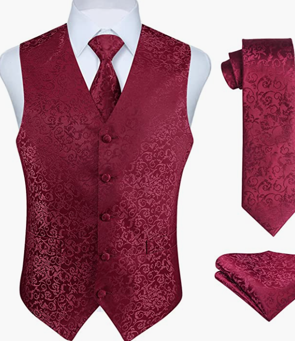MEN ORIGINAL Waistcoat & Necktie and Pocket Square Vest Suit Set