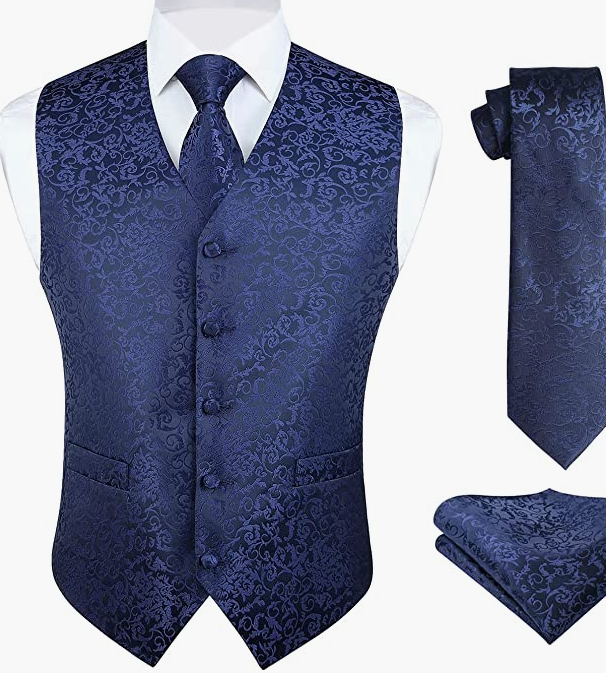 MEN ORIGINAL Waistcoat & Necktie and Pocket Square Vest Suit Set