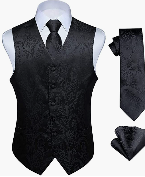 MEN ORIGINAL Waistcoat & Necktie and Pocket Square Vest Suit Set