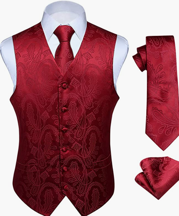 MEN ORIGINAL Waistcoat & Necktie and Pocket Square Vest Suit Set