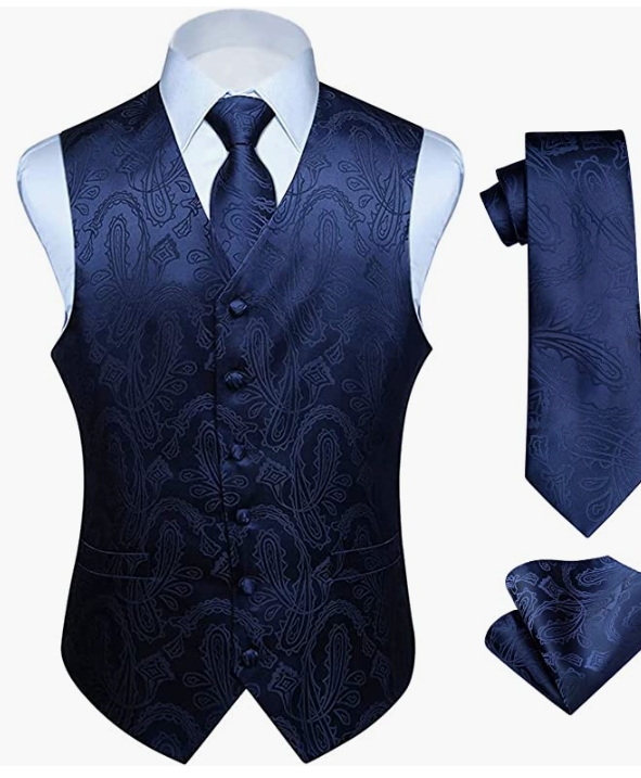 MEN ORIGINAL Waistcoat & Necktie and Pocket Square Vest Suit Set