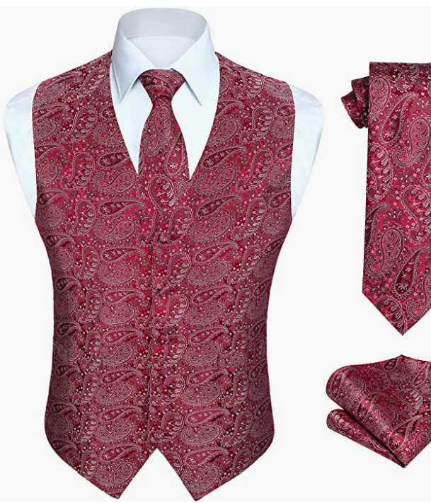 MEN ORIGINAL Waistcoat & Necktie and Pocket Square Vest Suit Set