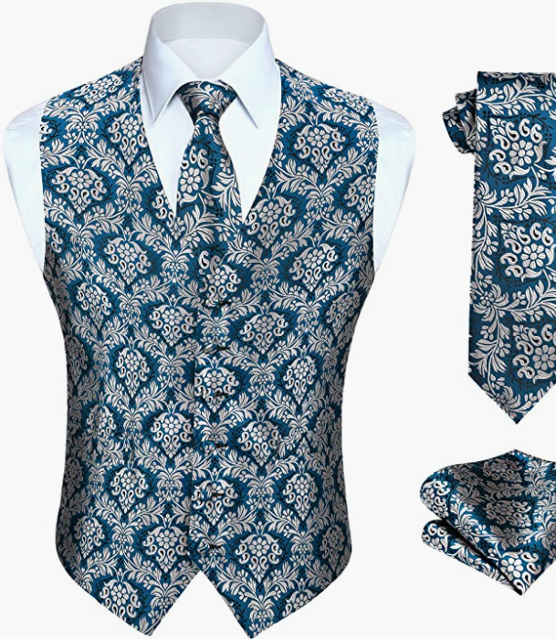 MEN ORIGINAL Waistcoat & Necktie And Pocket Square Vest Suit Set