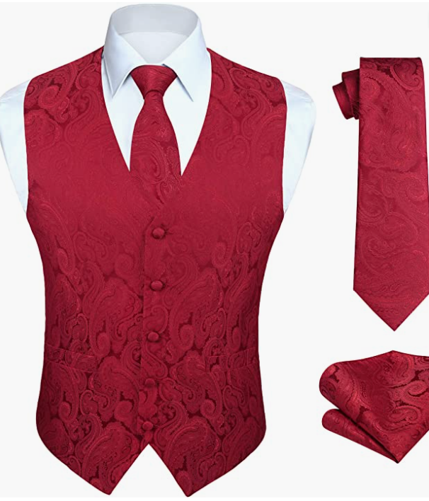 MEN ORIGINAL Waistcoat & Necktie And Pocket Square Vest Suit Set