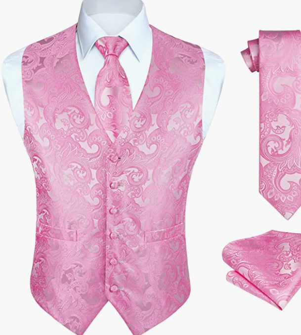 MEN ORIGINAL Waistcoat & Necktie And Pocket Square Vest Suit Set