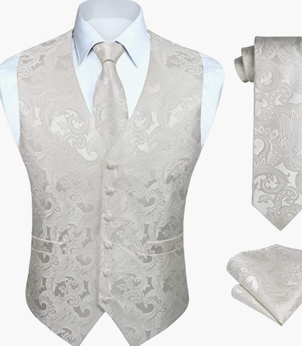 MEN ORIGINAL Waistcoat & Necktie And Pocket Square Vest Suit Set