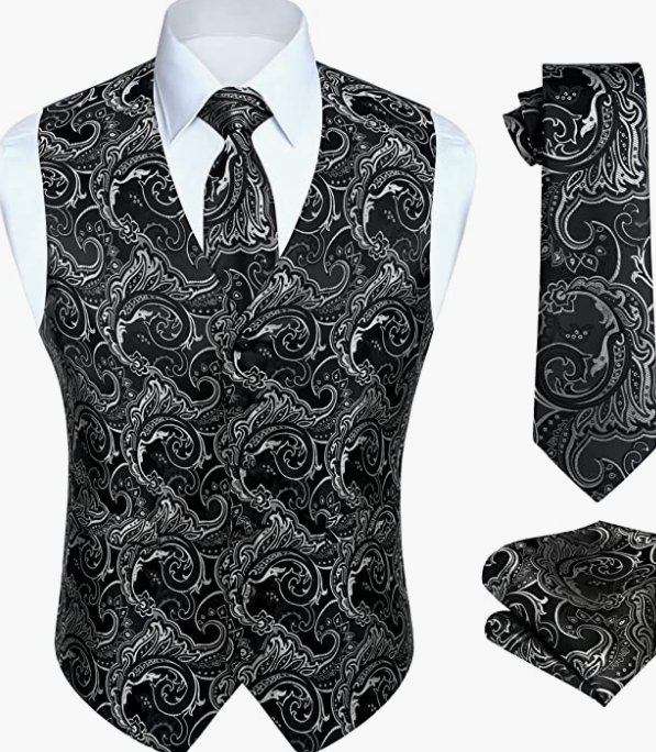 MEN ORIGINAL Waistcoat & Necktie And Pocket Square Vest Suit Set