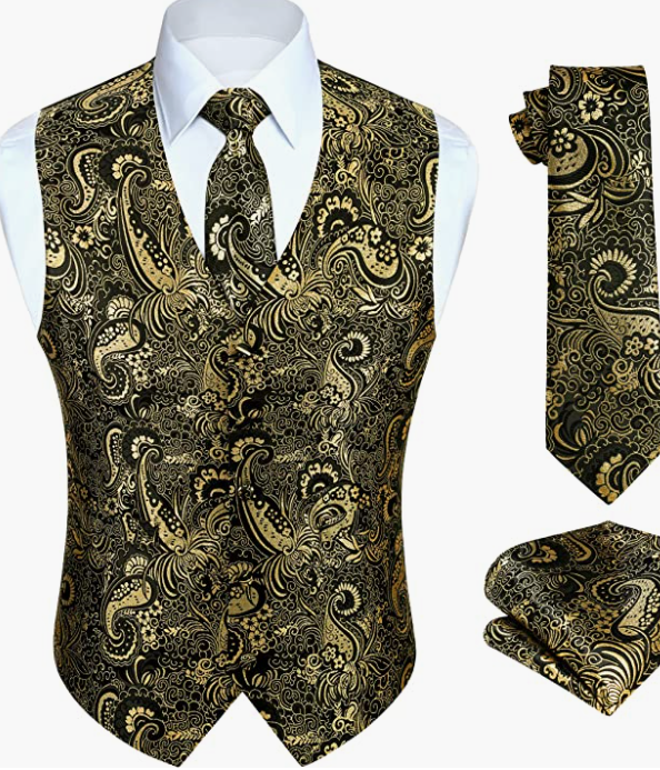 MEN ORIGINAL Waistcoat & Necktie And Pocket Square Vest Suit Set