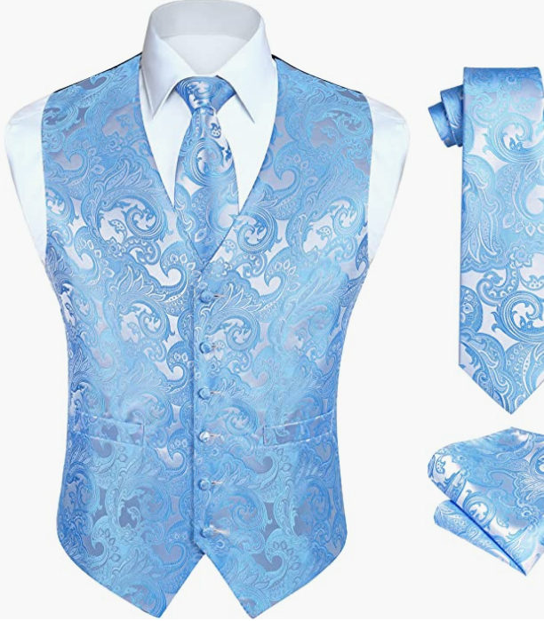 MEN ORIGINAL Waistcoat & Necktie And Pocket Square Vest Suit Set