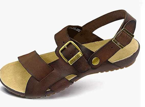 Mens REAL Leather Sandals Adjustable Ankle Strap sandals