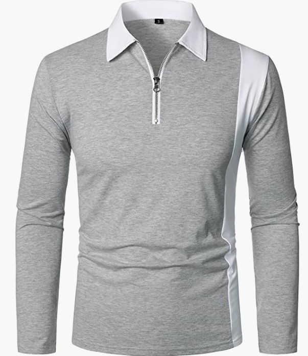 Men’s Casual Long Sleeve Fashion Zip-up Golf Shirts