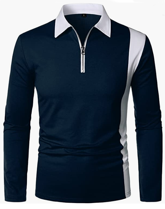Men’s Casual Long Sleeve Fashion Zip-up Golf Shirts