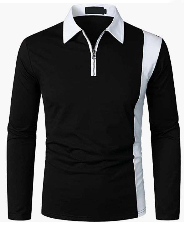 Men’s Casual Long Sleeve Fashion Zip-up Golf Shirts