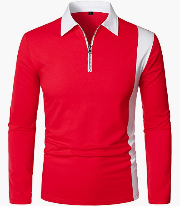 Men’s Casual Long Sleeve Fashion Zip-up Golf Shirts