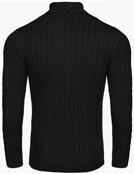 Men's Zip Sweater Slim Fit Casual Knitted Pullover Neck Sweater