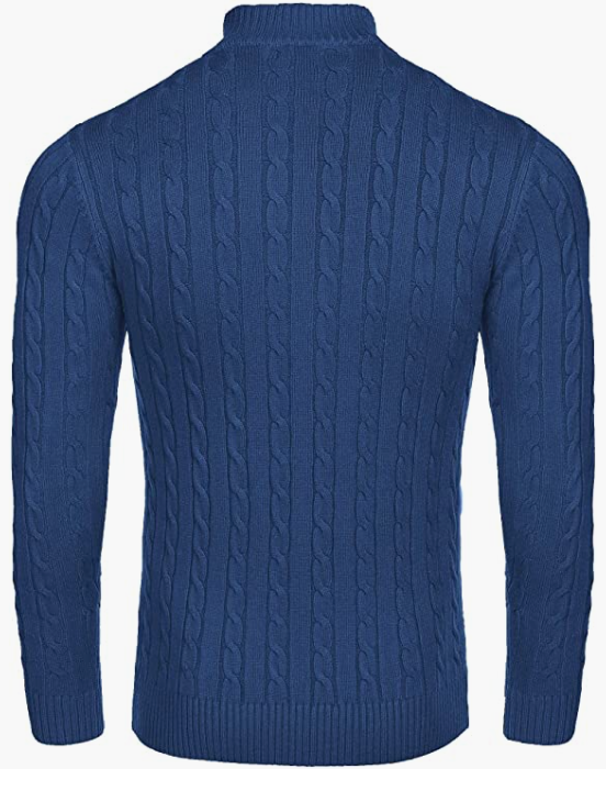 Men's  Zip Sweater Slim Fit Casual Knitted Pullover Neck Sweater