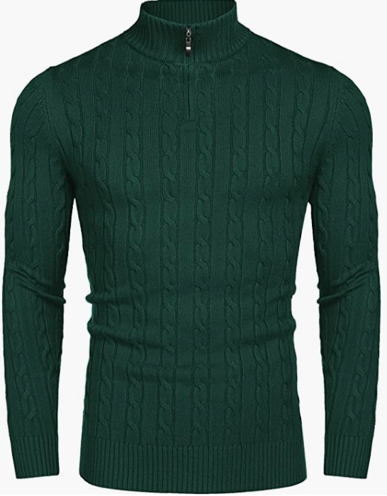 Men's Zip Sweater Slim Fit Casual Knitted Pullover Neck Sweater