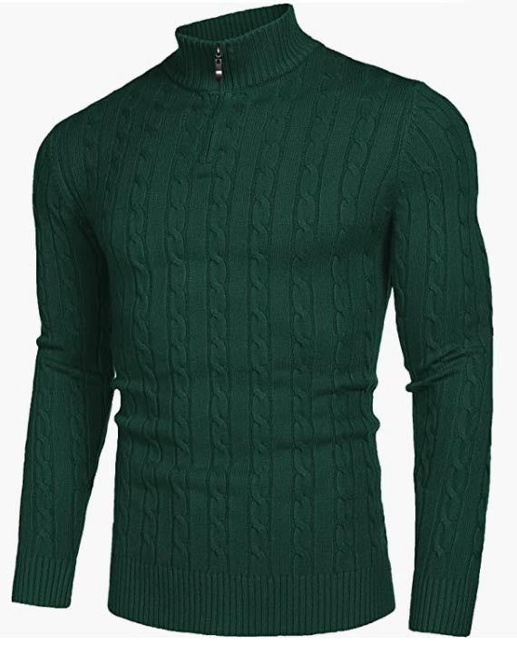 Men's Zip Sweater Slim Fit Casual Knitted Pullover Neck Sweater