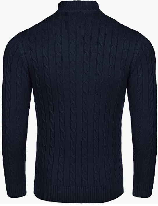 Men's Zip Sweater Slim Fit Casual Knitted Pullover Neck Sweater